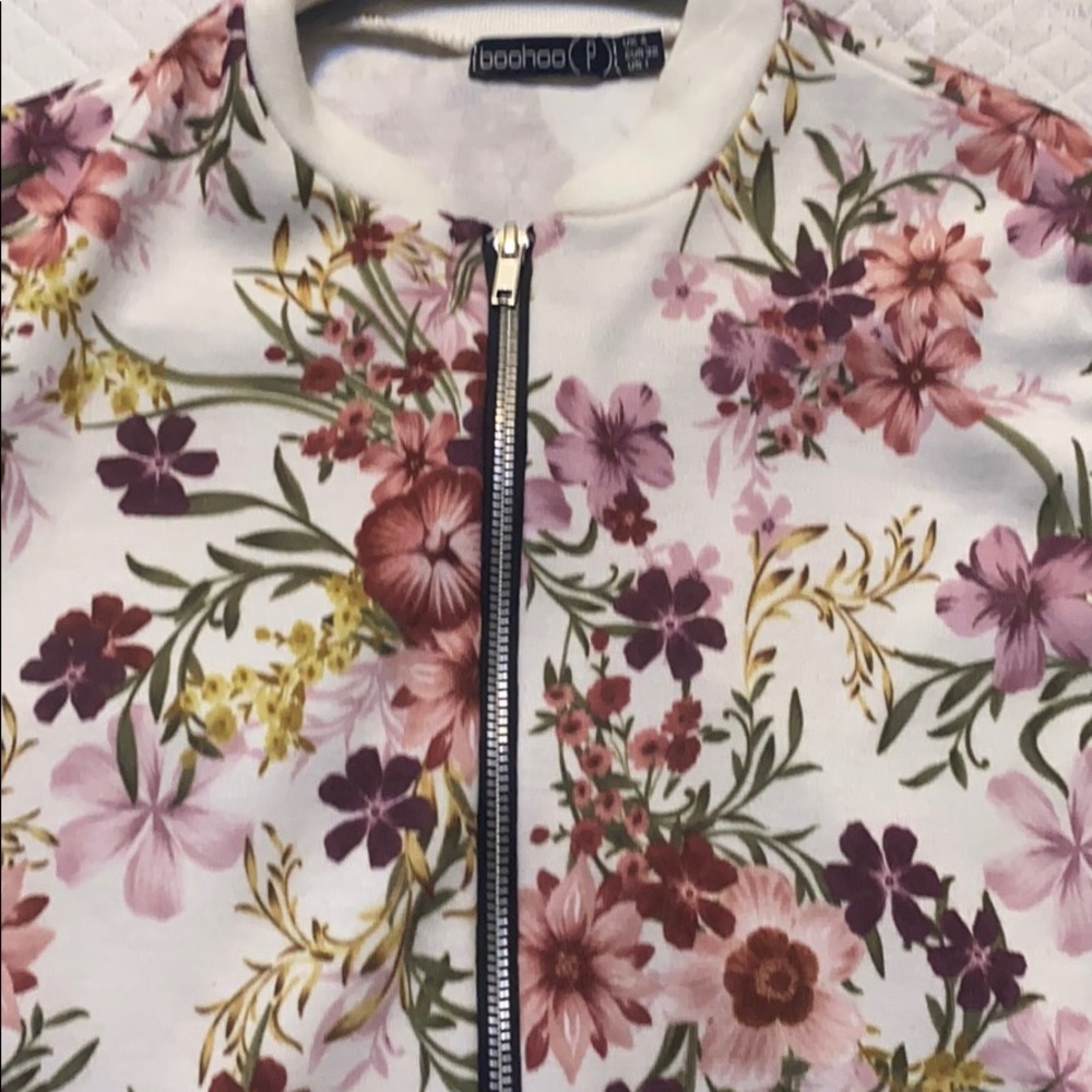 Cream flowered multi colored jacket